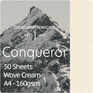 SMALL PACK - Cream, FINISH:Wove, PAPER:160gsm, SIZE:A4-210x297mm, QTY:50Sheets, WATERMARK:No